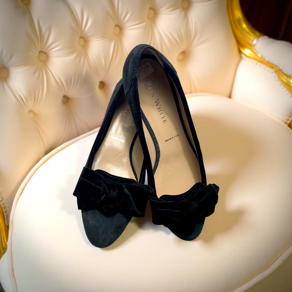 Ron White Black Velvet Ballet Pointed Toe Shoes NWOT Size 37 made in Italy 🇮🇹